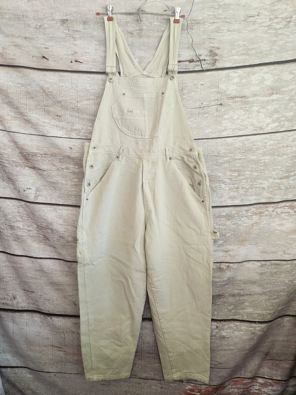 Women’s Cream Overalls Jeans - Classic Bib Dungarees - Picture 6 of 6
